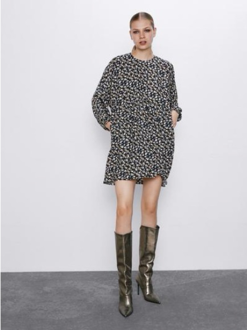 Zara Black Floral Mini Dress